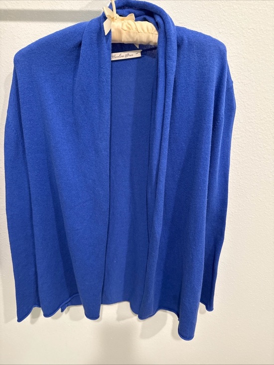 Caroline Grace Sweaters - Blue Open-Front Women’s Sweater Cardigan by Caroline Grace, cotton and cashmere